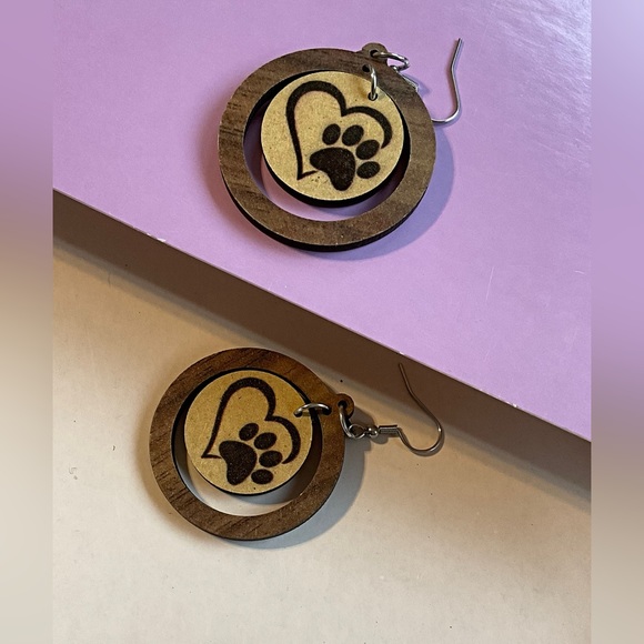 Big Paw Earrings, Dog Love,  Light Weight Statement Dog Earrings.  Gift Idea - Picture 4 of 6